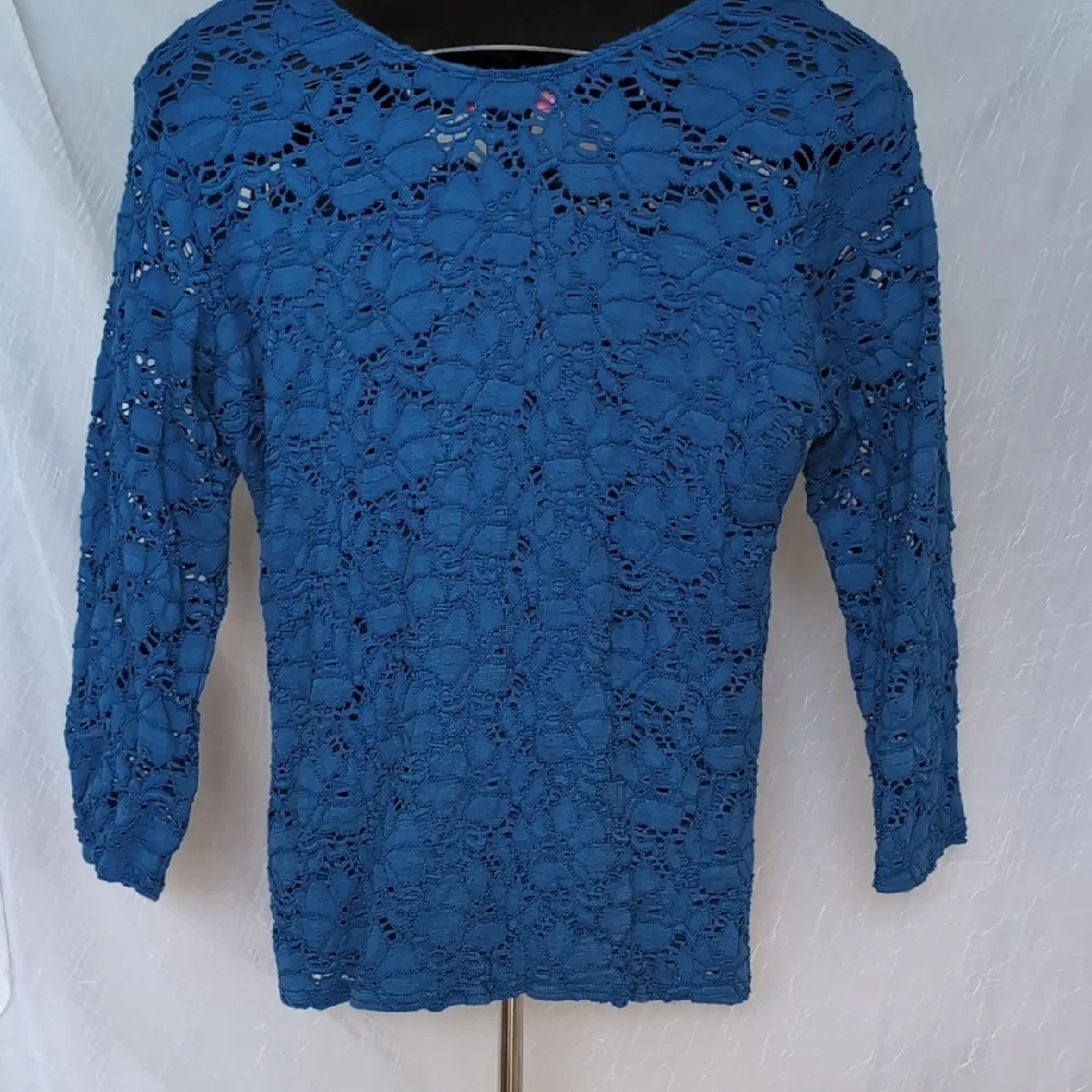 Peck & Peck Blue and Pink Strech Lace Blouses Soft Lightweight Tops - Picture 10 of 10